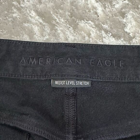 American Eagle Next Level Stretch Pants 16L Black Belt Loops Button Zipper Close - Picture 2 of 11